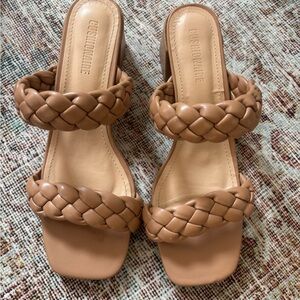 Cushionaire Women's Tan Braided Heels